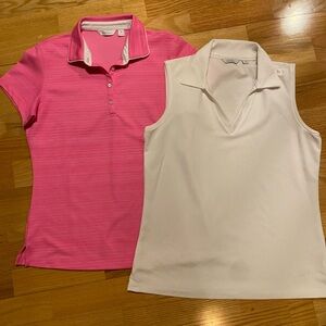 Golf Polo- Lady Hagen Pink and White Polo Shirt